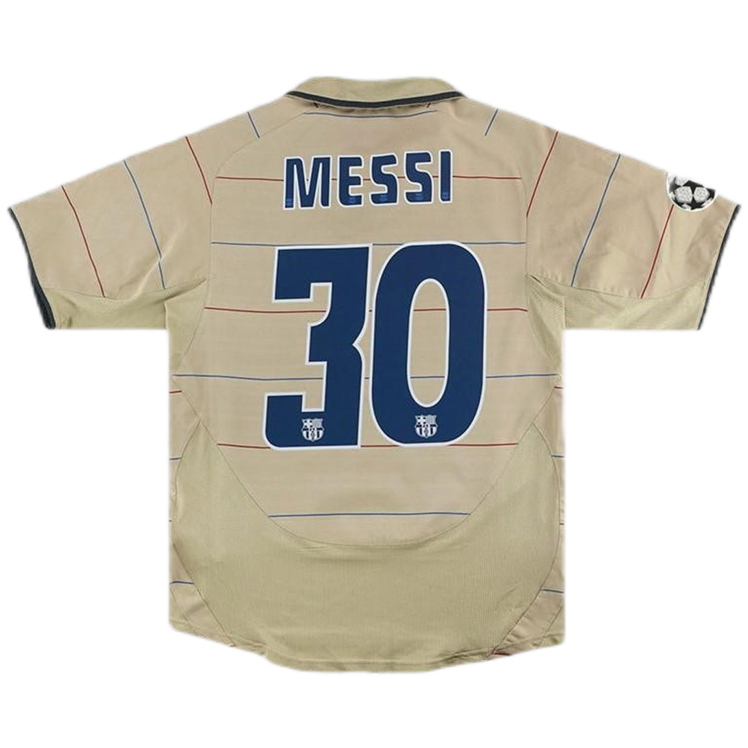Messi #30 Retro Barcelona Away Jersey 2003/05 (back view)