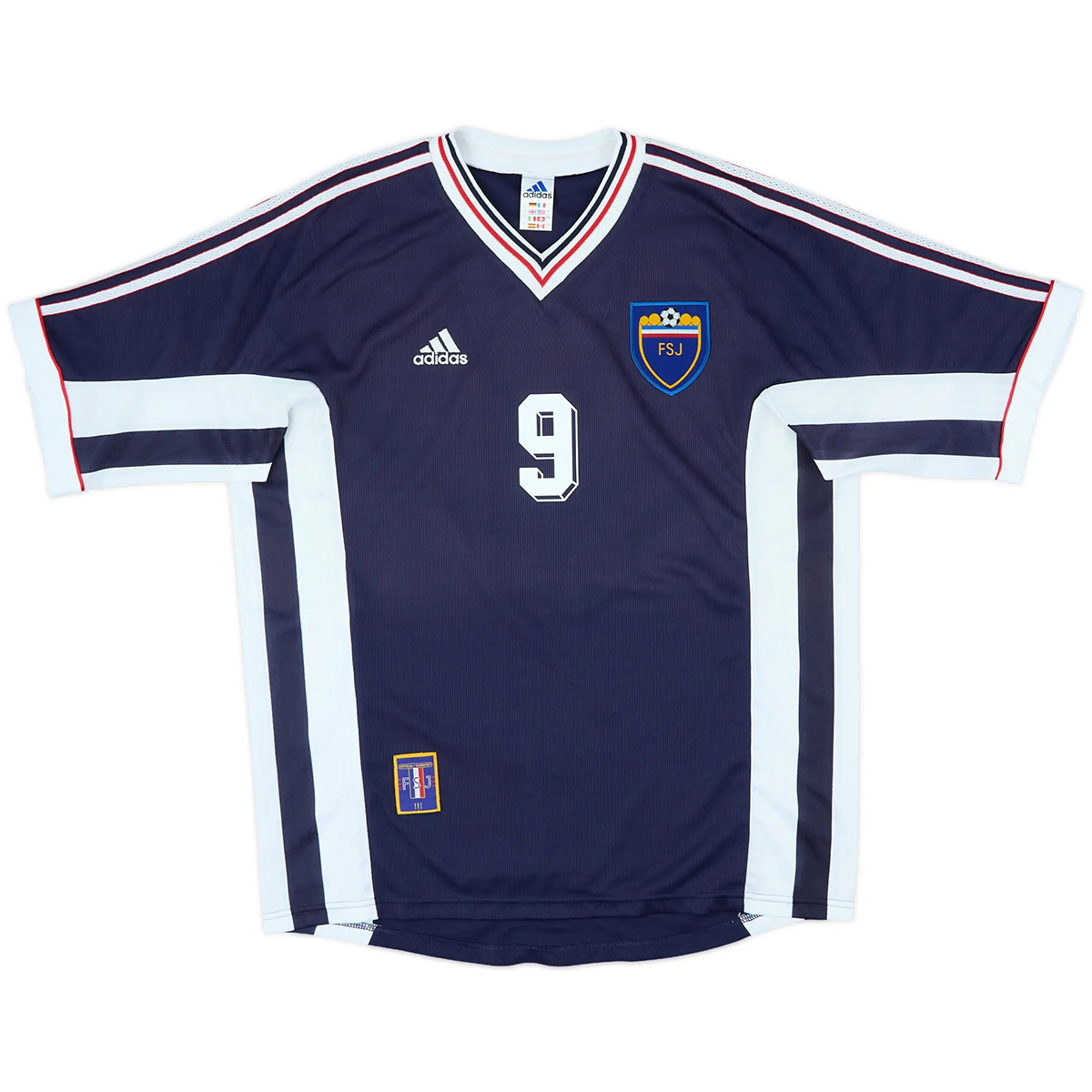 Mijatović #9 Retro Yugoslavia Home Jersey World Cup 1998 (back view)