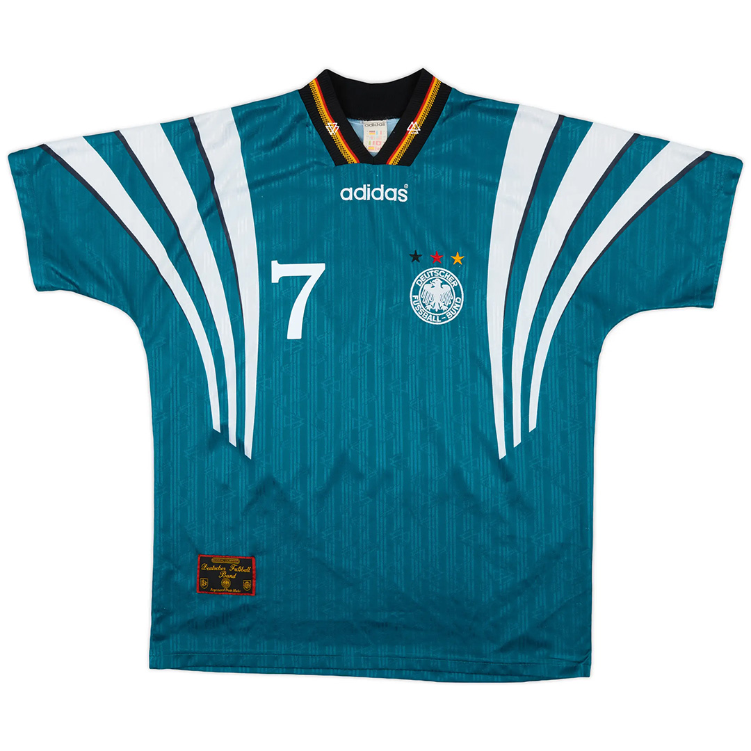 Möller #7 Retro Germany Away Jersey Euro Cup 1996 (back view)