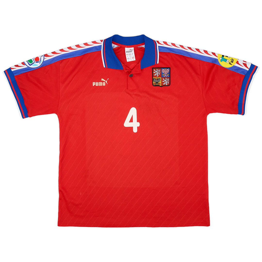 Nedved #4 Retro Czech Republic Home Jersey 1996/98 (back view)