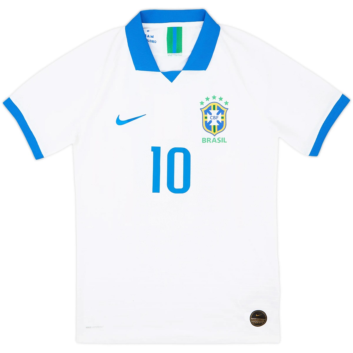 NEYMAR JR #10 Retro Brazil Away Jersey 2019 (back view)