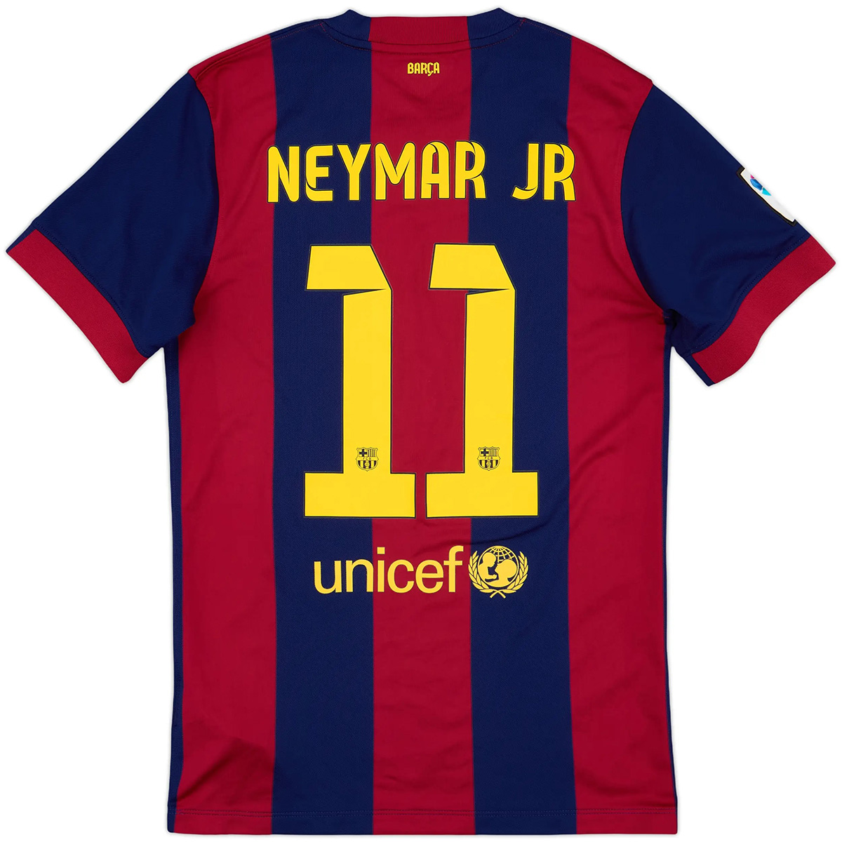 Neymar Jr #11 Retro Barcelona Home Jersey 2014/15 (back view)