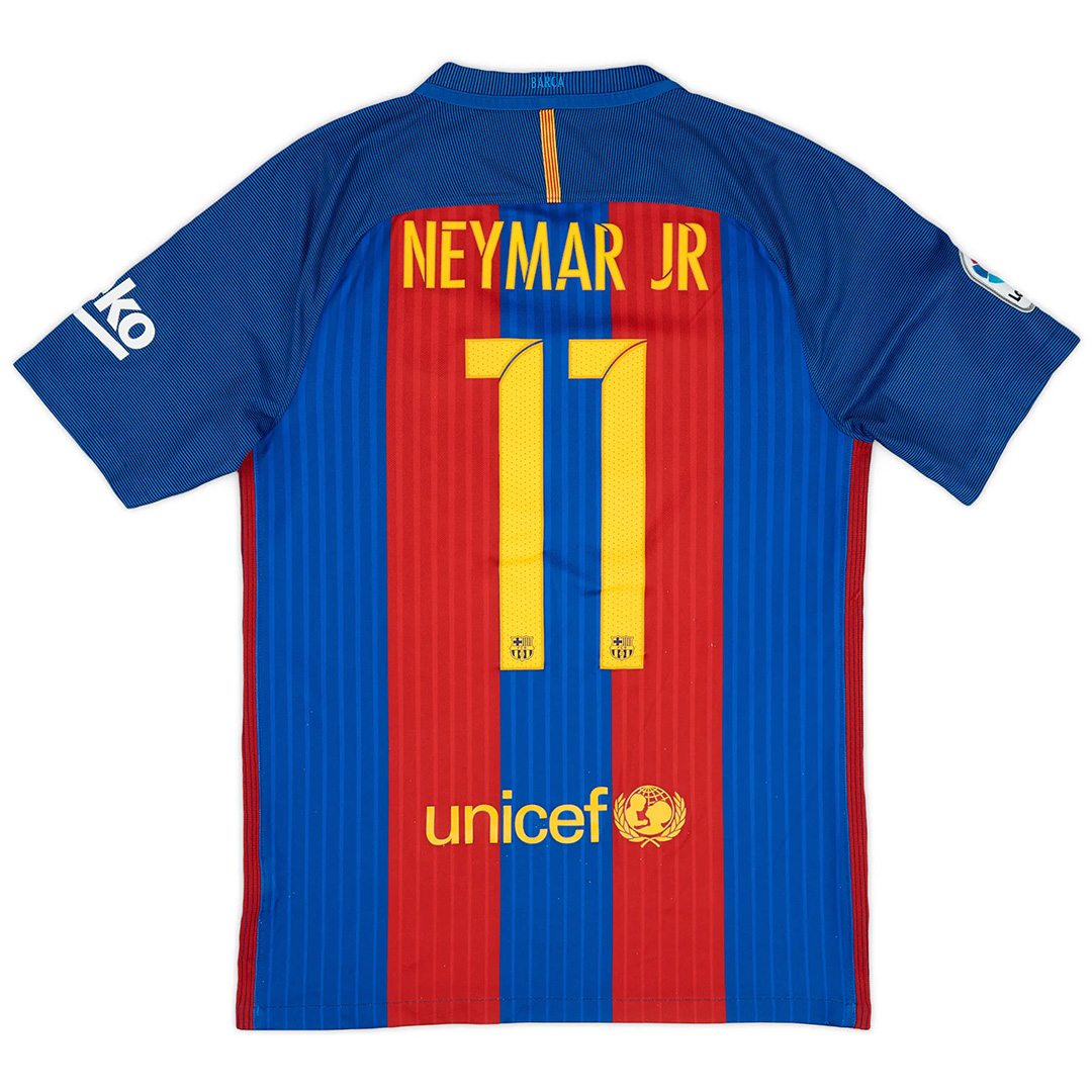 NEYMAR JR #11 Retro Barcelona Home Jersey 2016/17 (back view)