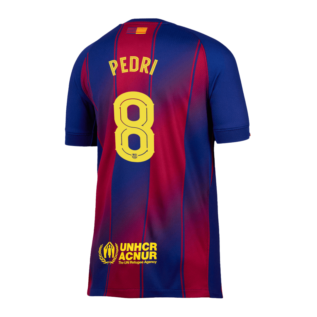 PEDRI #8 Barcelona Home Jersey 2025/26 - UCL (back view)
