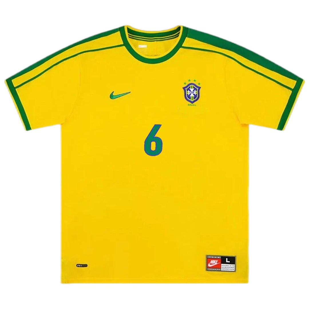 R.CARLOS #6 Retro Brazil Home Jersey World Cup 1998 (back view)