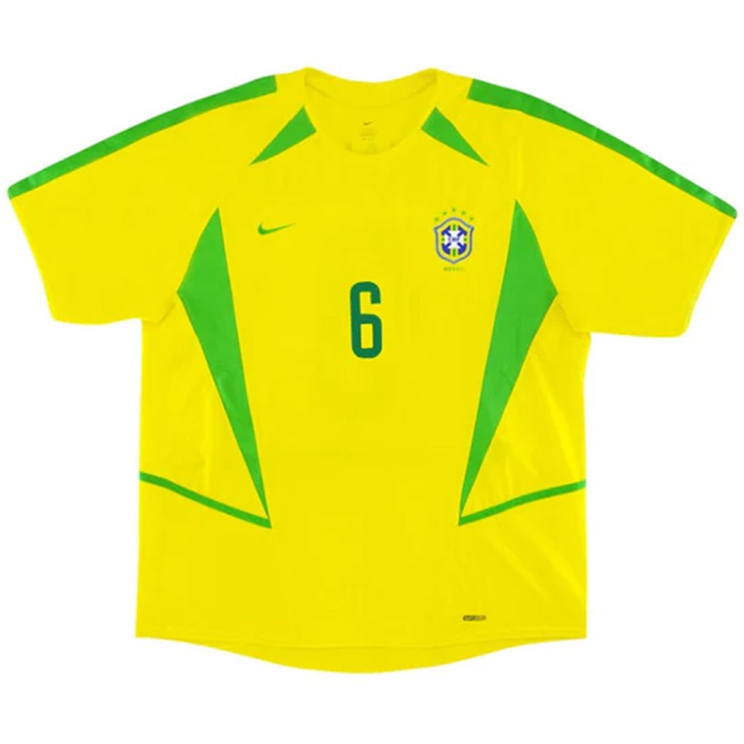 R.CARLOS #6 Retro Brazil Home Jersey World Cup 2002 (back view)