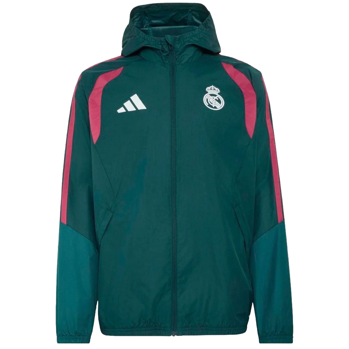Real Madrid Hoodie Windbreaker Jacket Green 2026/27 (back view)