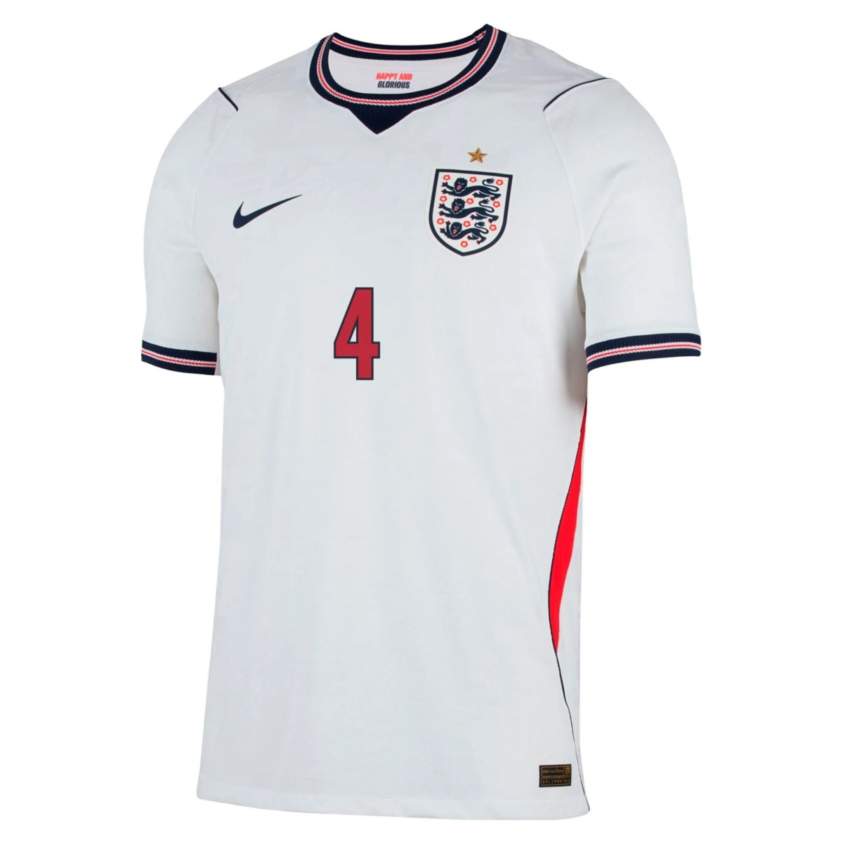 Rice #4 England Home Match Jersey Player Version World Cup 2026 (back view)