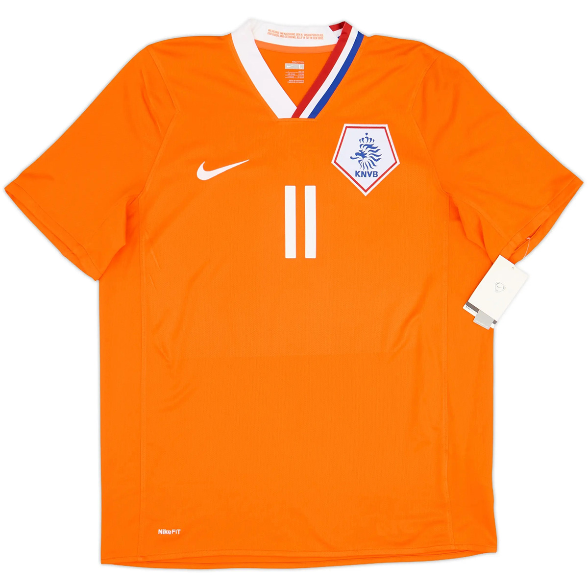 ROBBEN #11 Retro Netherlands Home Jersey Euro 2008 (back view)