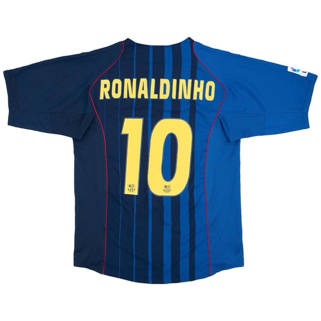 Ronaldinho #10 Retro Barcelona Away Jersey 2004/05 (back view)