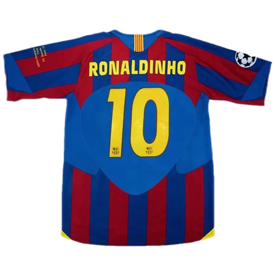 Ronaldinho #10 Retro Barcelona UCL Final Home Jersey 2005/06 (back view)