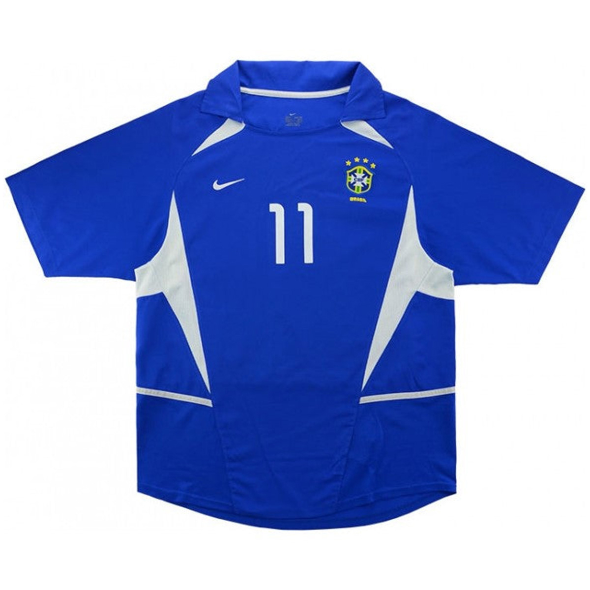 Ronaldinho #11 Retro Brazil Away Jersey World Cup 2002 (back view)