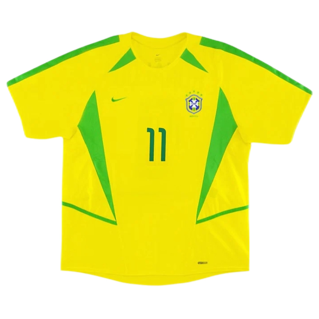 Ronaldinho #11 Retro Brazil Home Jersey World Cup 2002 (back view)