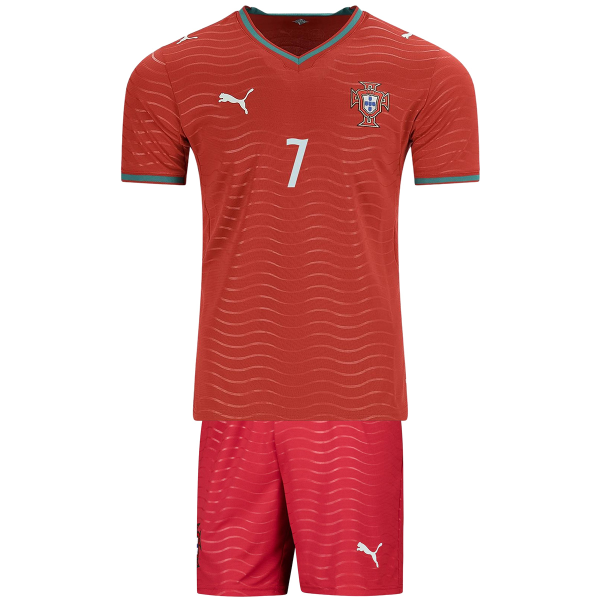 RONALDO #7 Kids Portugal Home Jersey Kit World Cup 2026 (back view)