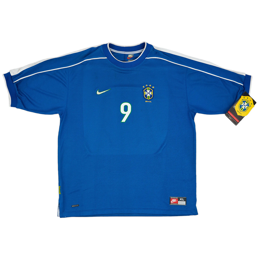 RONALDO #9 Retro Brazil Away Jersey World Cup 1998 (back view)