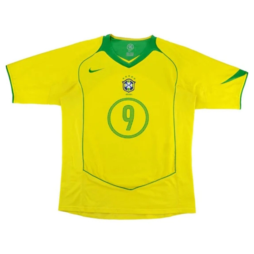 Ronaldo #9 Retro Brazil Home Jersey 2004 (back view)