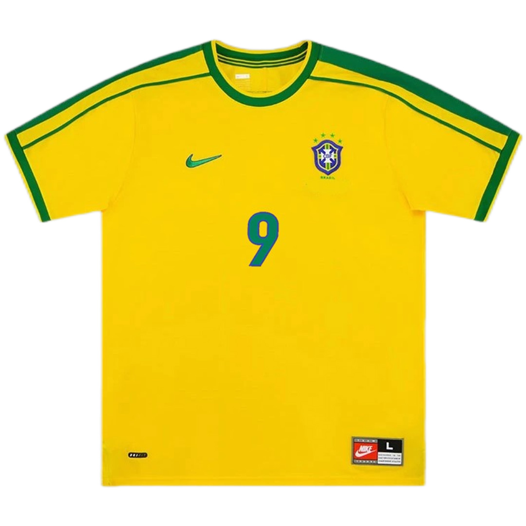 Ronaldo #9 Retro Brazil Home Jersey World Cup 1998 (back view)