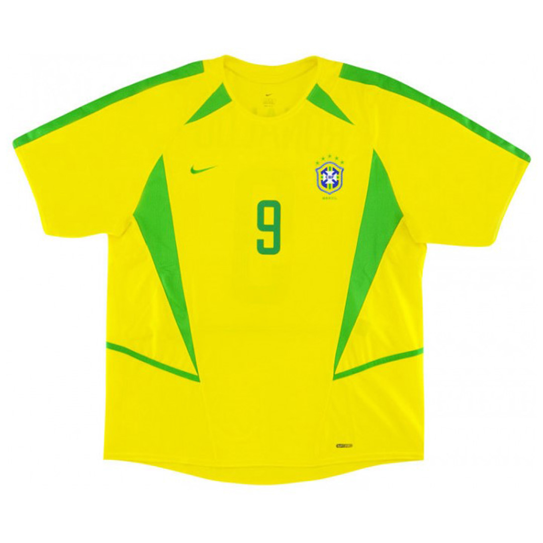Ronaldo #9 Retro Brazil Home Jersey World Cup 2002 (back view)