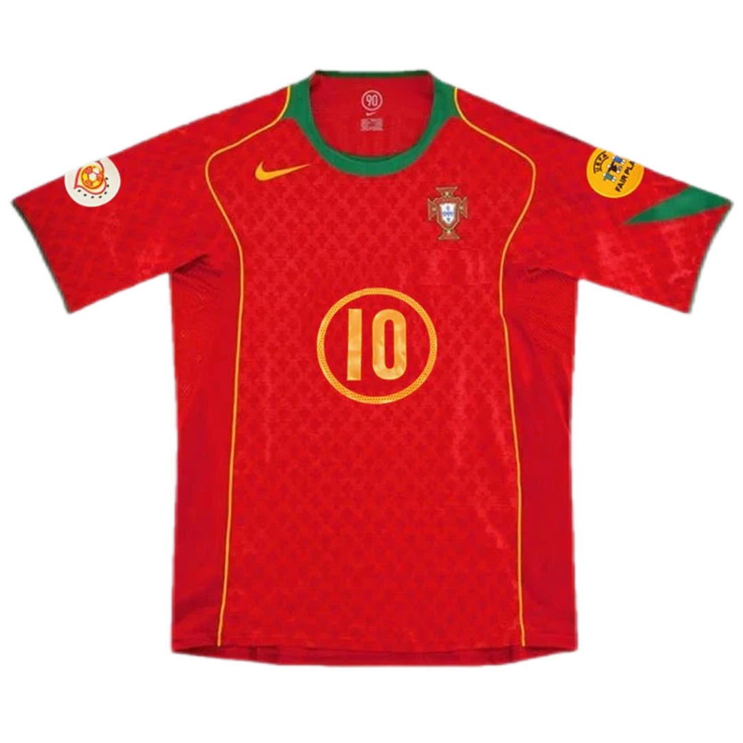 Rui Costa #10 Retro Portugal Home Jersey Euro 2004 (back view)