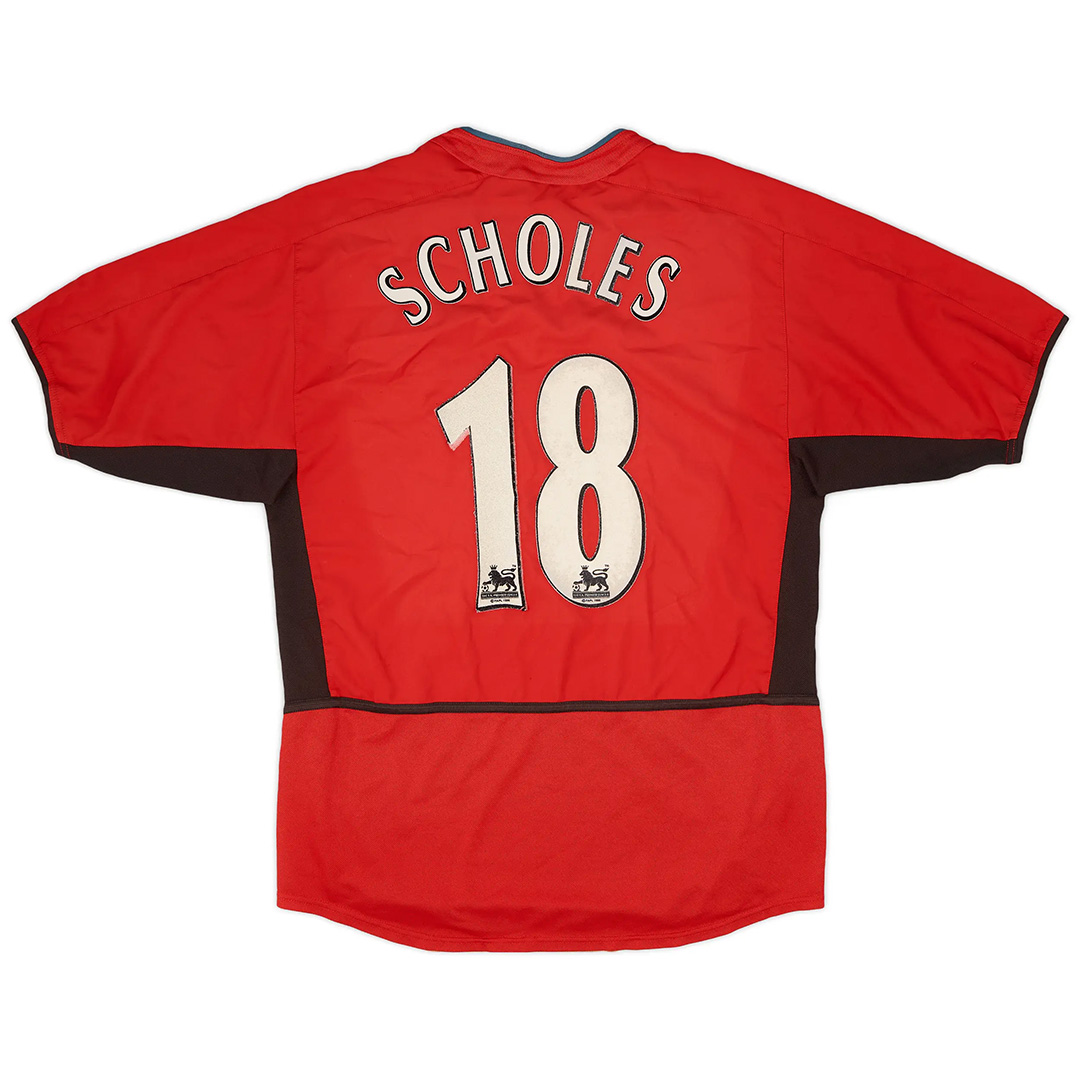 Scholes #18 Retro Manchester United Home Jersey 2002/04