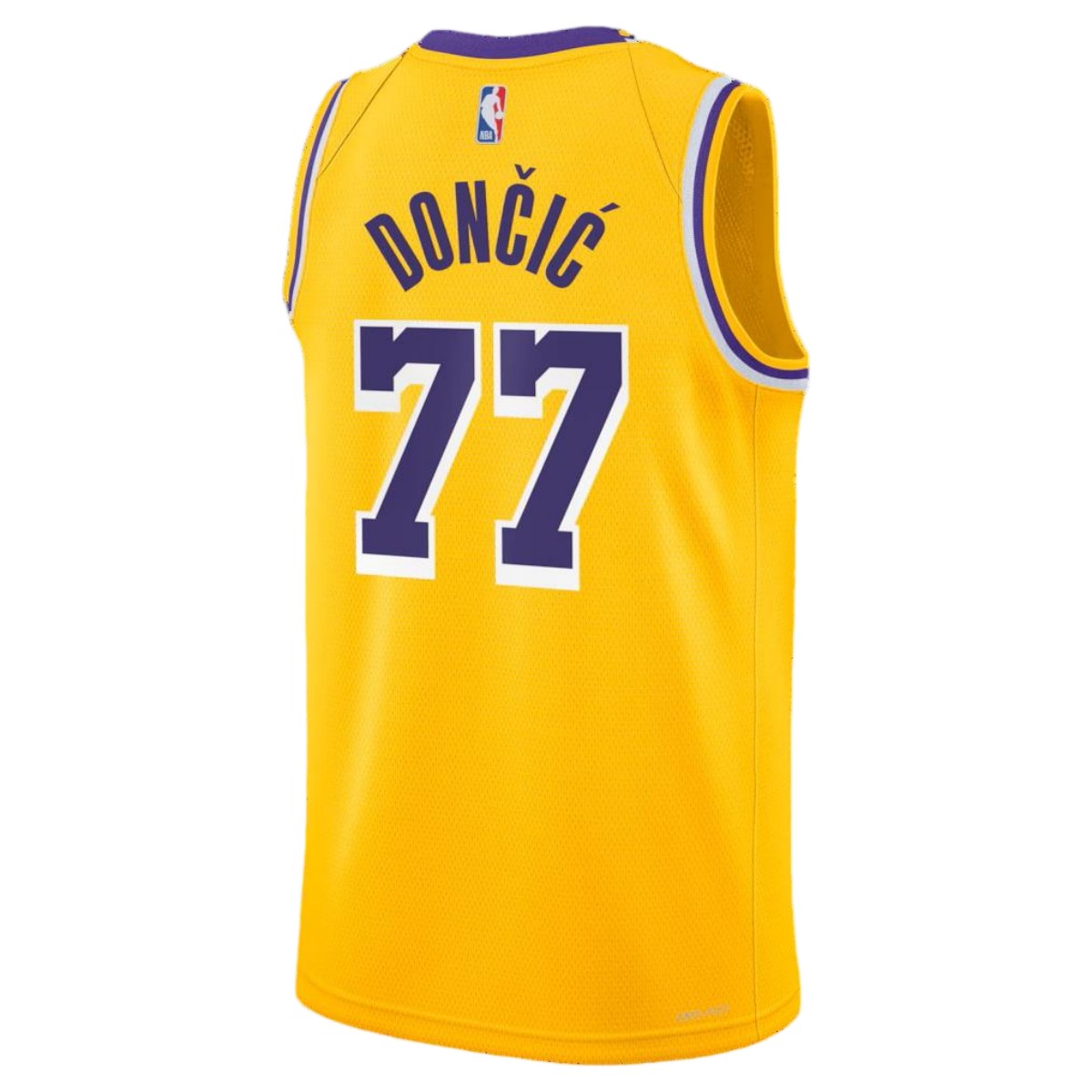 Unisex Los Angeles Lakers Luka Dončić #77 Nike Gold Swingman Jersey - Icon Edition (back view)