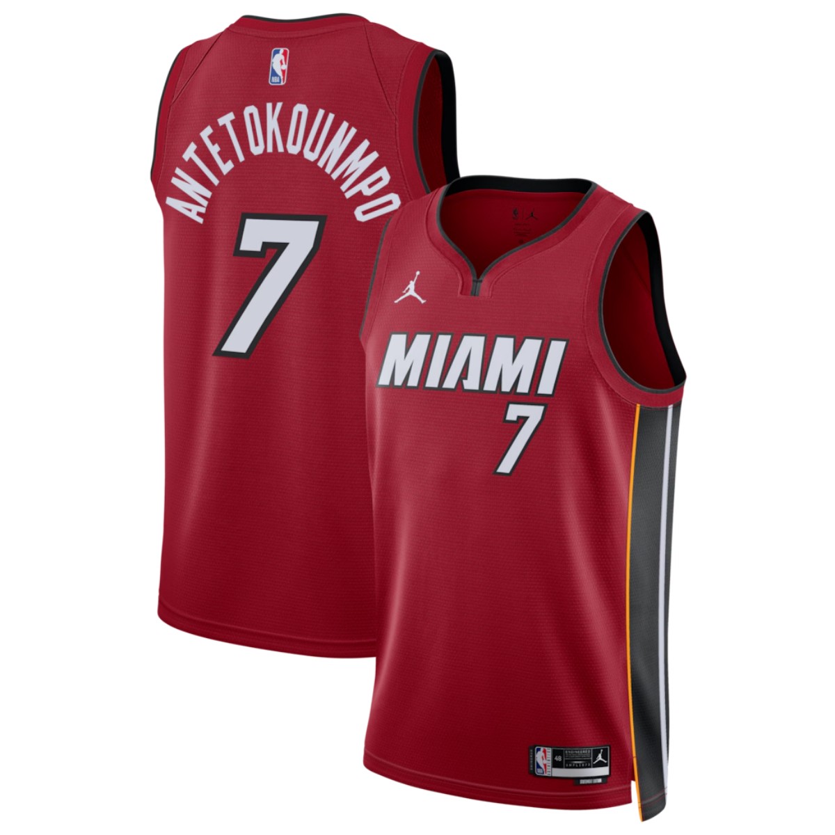 Unisex Miami Heat Giannis Antetokounmpo #7 Red Swingman Jersey - Statement Edition