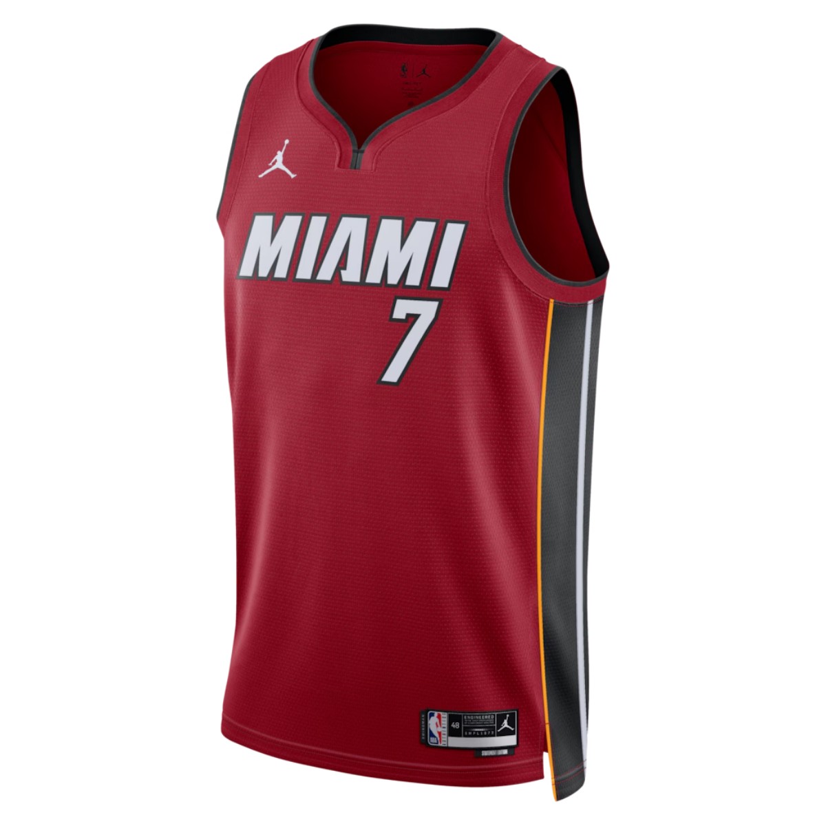 Unisex Miami Heat Giannis Antetokounmpo #7 Red Swingman Jersey - Statement Edition (back view)