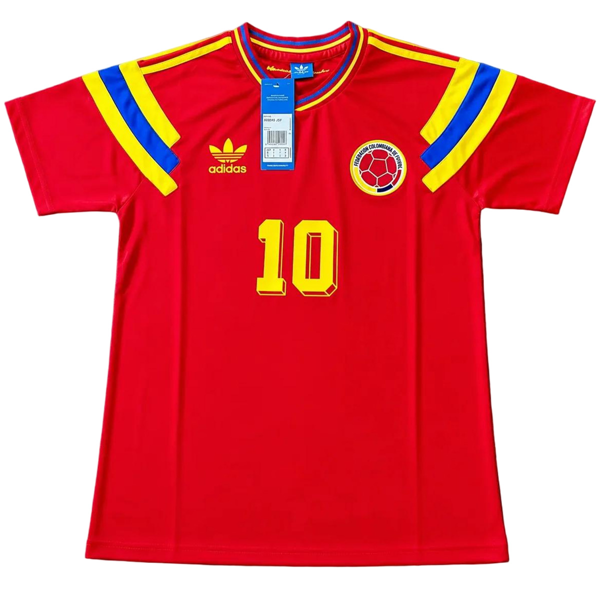 VALDERRAMA #10 Retro Colombia Away Jersey 1990 (back view)