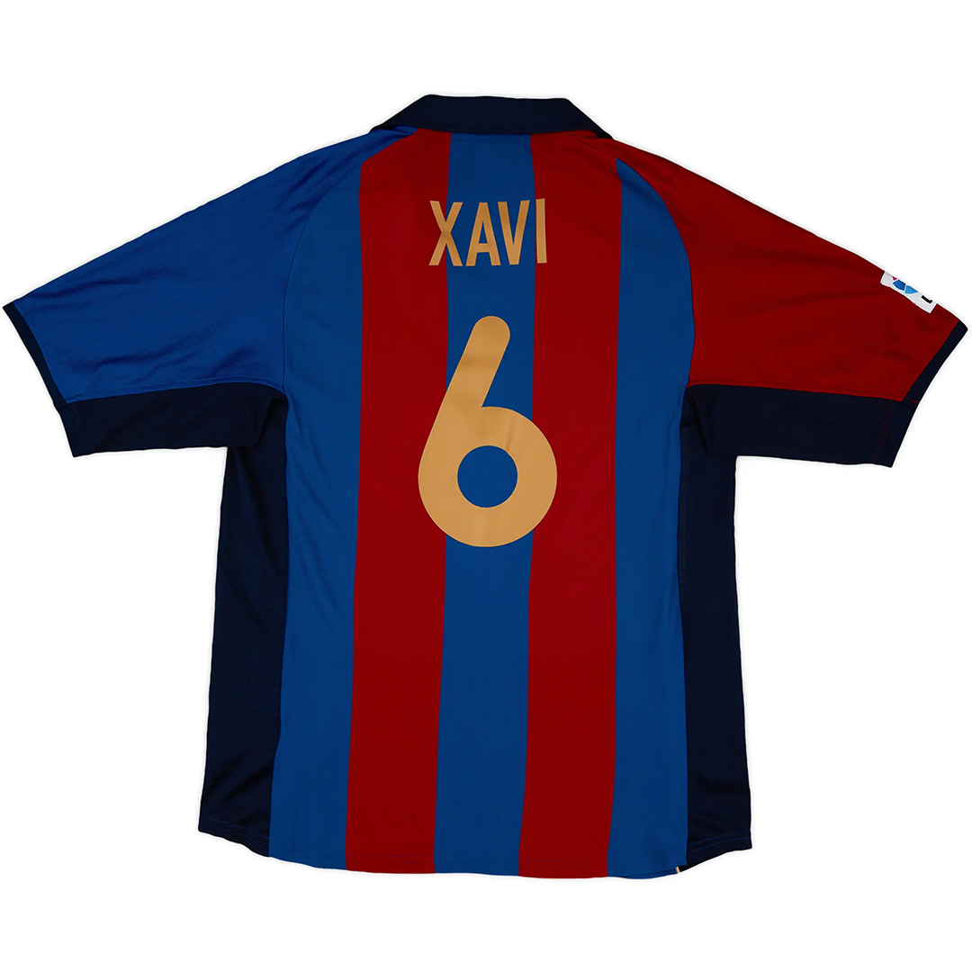 XAVI #6 Retro Barcelona Home Jersey 2001/02 (back view)