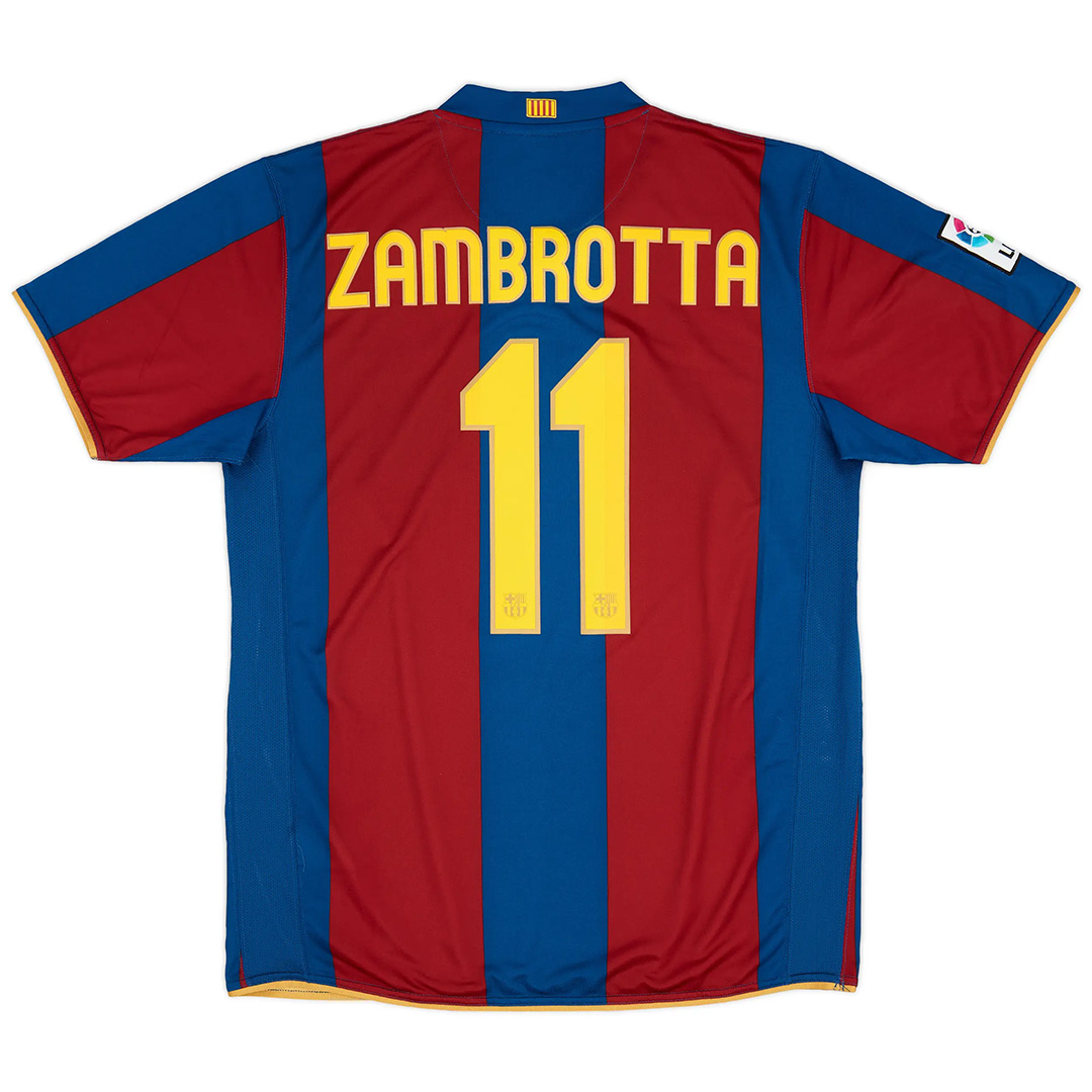 Zambrotta #11 Retro Barcelona Home Jersey 50-Years Anniversary 2007/08