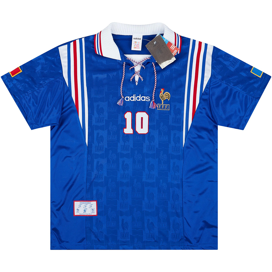 Zidane #10 Retro France Home Jersey Euro Cup 1996 (back view)