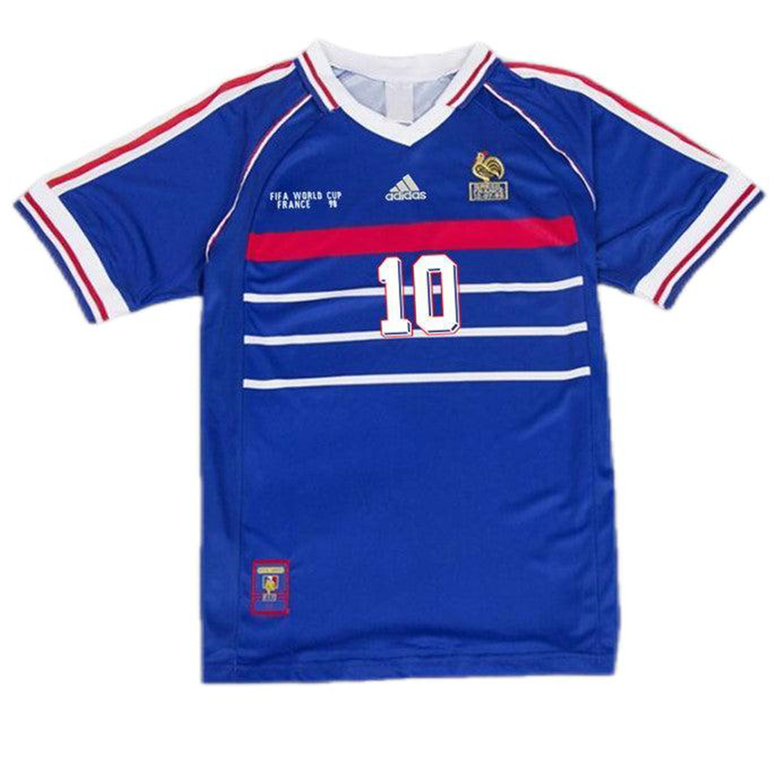 Zidane #10 Retro France Home Jersey World Cup 1998 (back view)