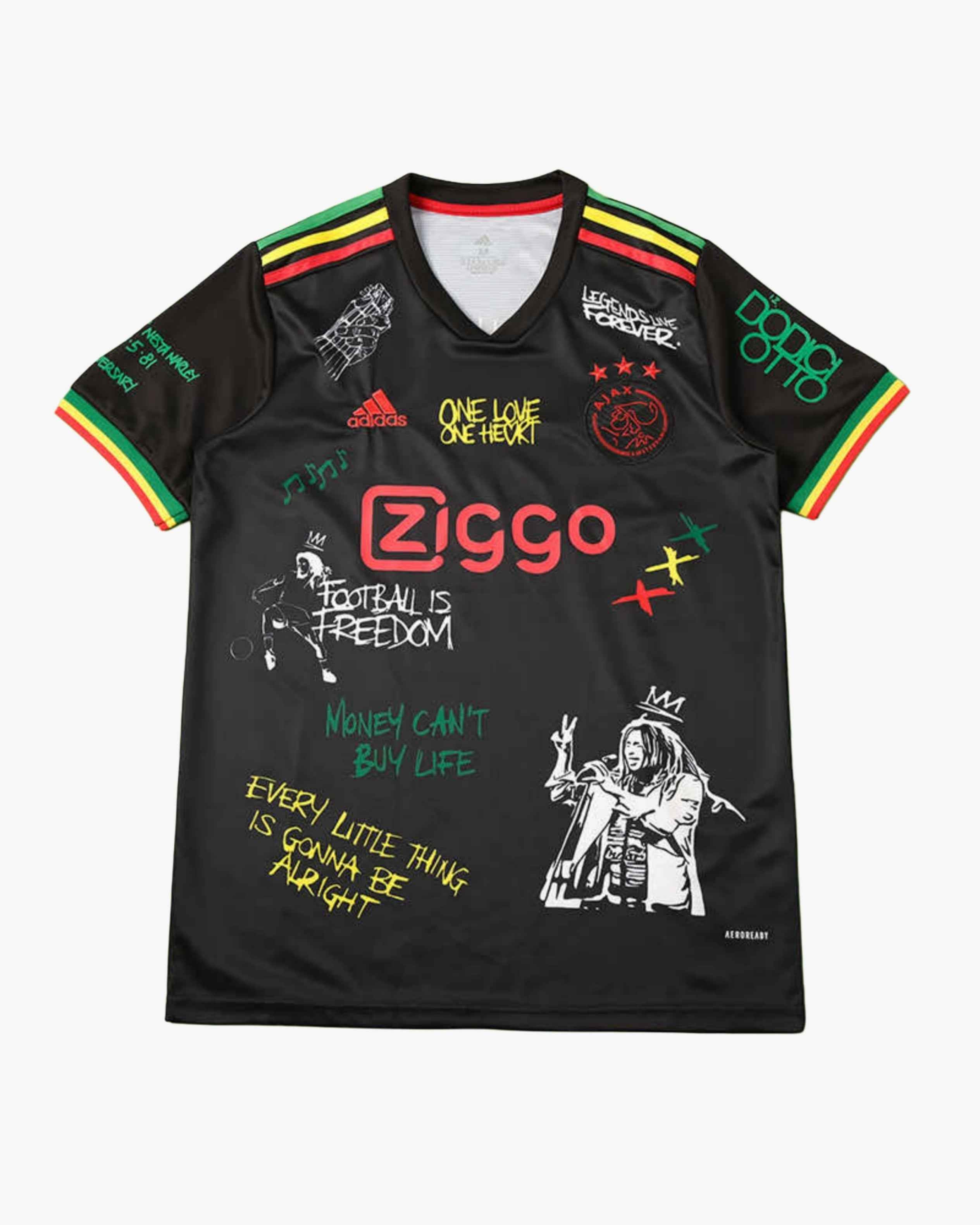 AJAX x BOB MARLEY BLACK PREMIUM KIT — premium football kit from Don's Jerseys