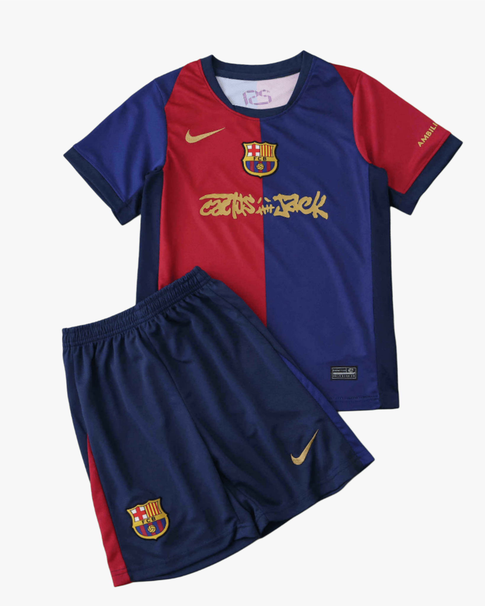 BARCELONA x CACTUS JACK HOME KIDS — premium football kit from Don's Jerseys