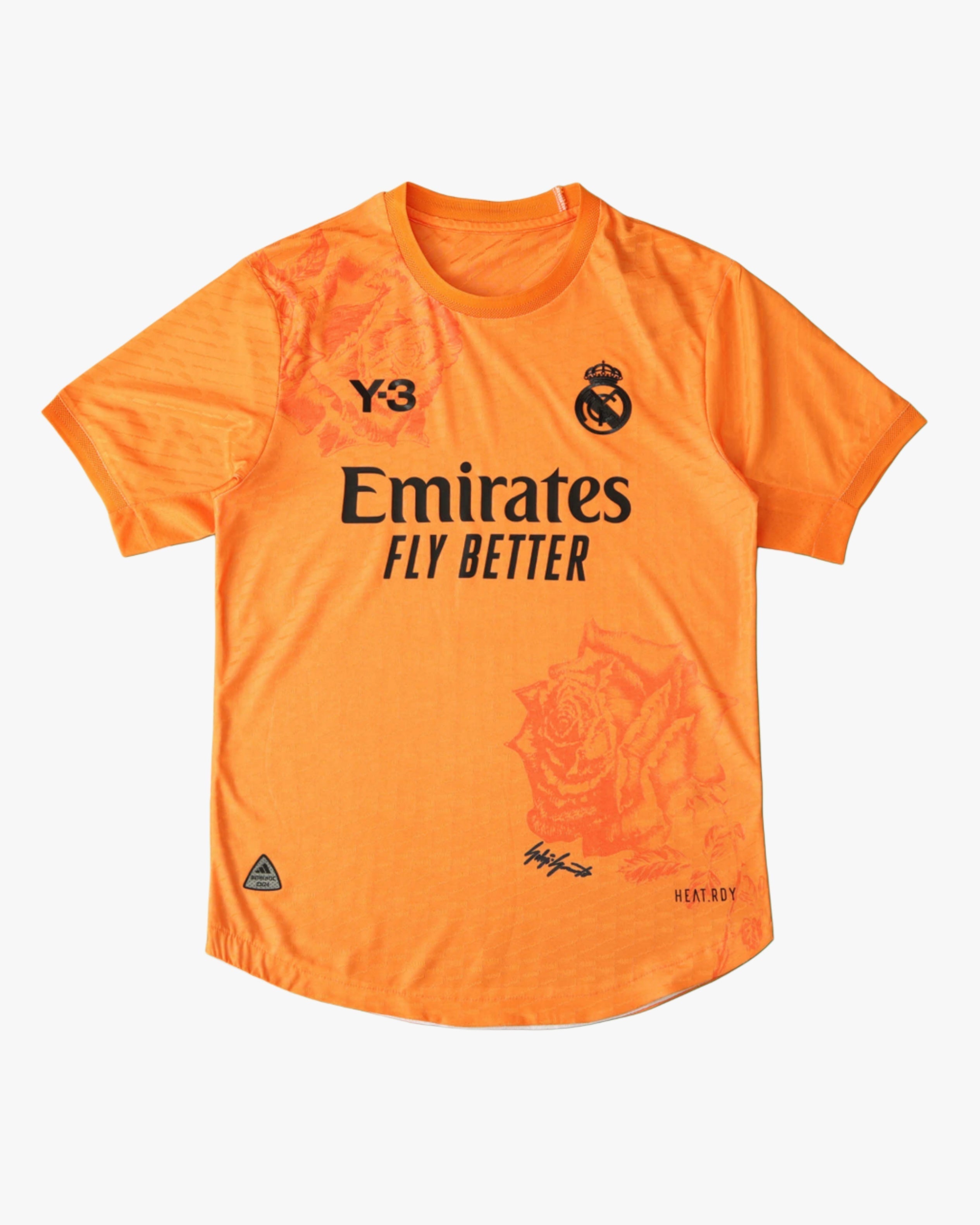 REAL MADRID x Y3 ORANGE PREMIUM KIT — premium football kit from Don's Jerseys